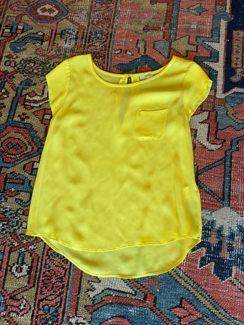 Joie Bright Yellow Short-Sleeve Pocket Blouse